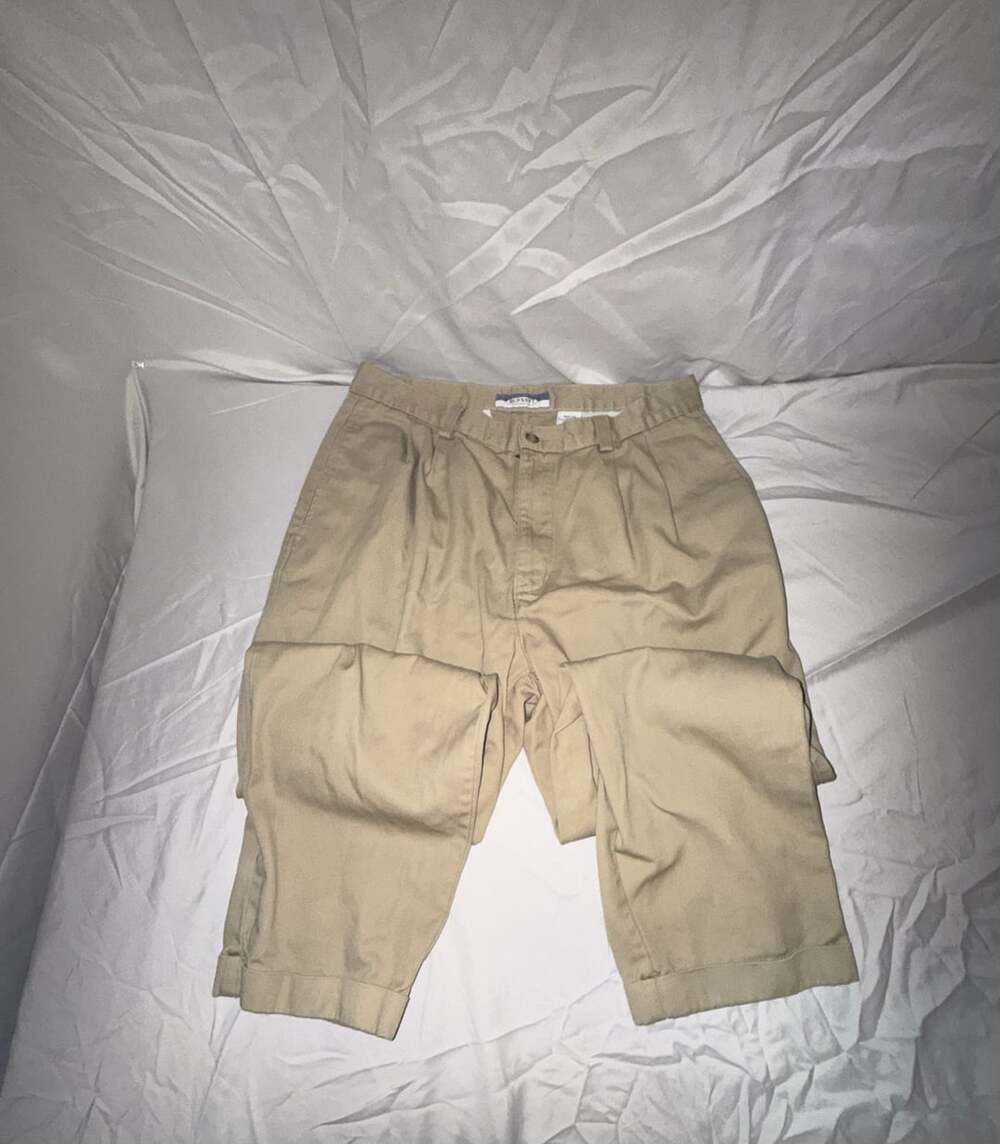 Vintage Old Navy Pleated Khaki Chino Pants Size 34x30 Beige Cotton